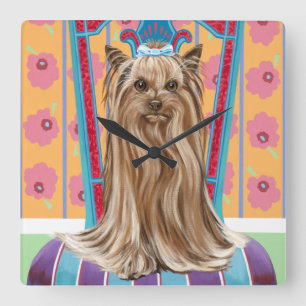 Krona prinsessan Yorkie Fyrkantig Klocka