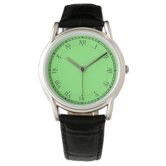 Krona Protector Black and Grönt Leather Watch Armbandsur (Framsida)