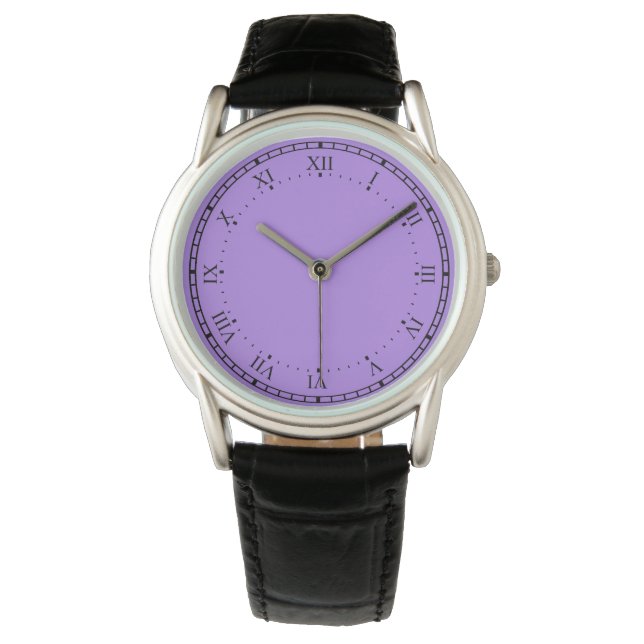 Krona Protector Black and Lila Leather Watch Armbandsur (Framsida)