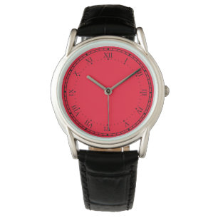 Krona Protector Black and Red Leather Watch Armbandsur