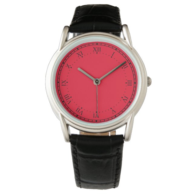 Krona Protector Black and Red Leather Watch Armbandsur (Framsida)