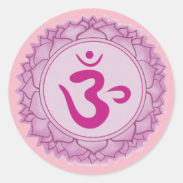 Krona Rosa chakra Classic Round Sticker, Glossy Runt Klistermärke
