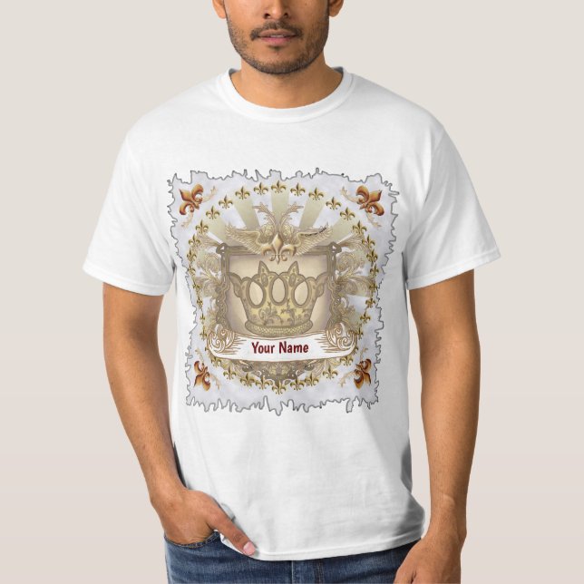 Krona Shield Family Crest-efternamn T Shirt (Framsida)