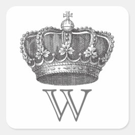 Krona Stickers med monogram Fyrkantigt Klistermärke