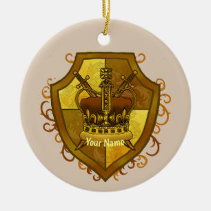 Krona Sword Shield-efternamn Julgransprydnad Keramik