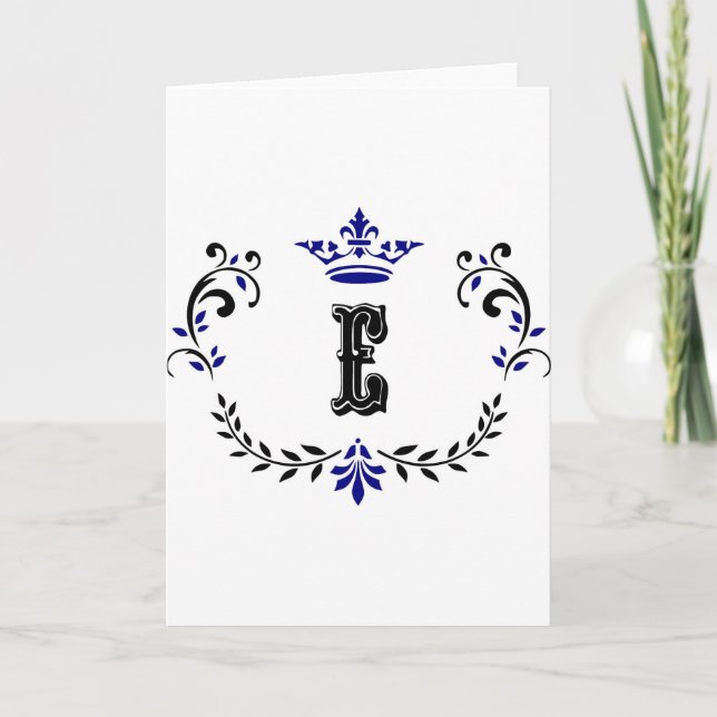 Krona-utandningsmonogram E Anteckningskort (Framsida)