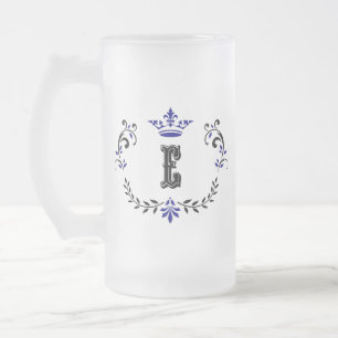 Krona-utandningsmonogram E Frostat Ölglas