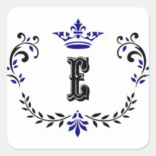 Krona-utandningsmonogram E Fyrkantigt Klistermärke