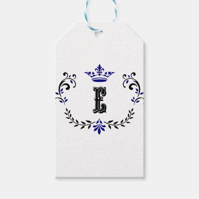 Krona-utandningsmonogram E Presentetikett (Framsidan)
