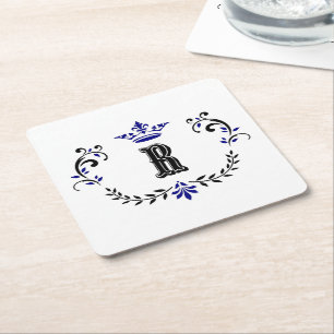 Krona-utandningsmonogram "R" Underlägg Papper Kvadrat