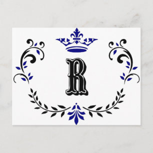 Krona-utandningsmonogram "R" Vykort