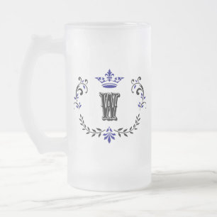 Krona-utandningsmonogram "W" Frostat Ölglas