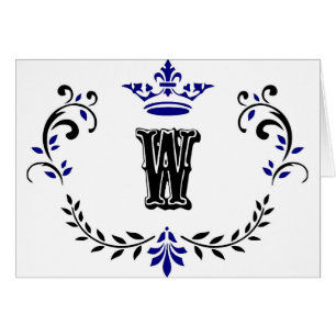 Krona-utandningsmonogram "W" Hälsningskort