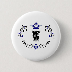 Krona-utandningsmonogram "W" Knapp