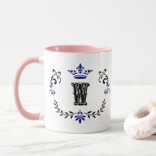 Krona-utandningsmonogram "W" Mugg