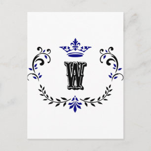 Krona-utandningsmonogram "W" Vykort