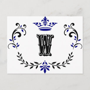 Krona-utandningsmonogram "W" Vykort