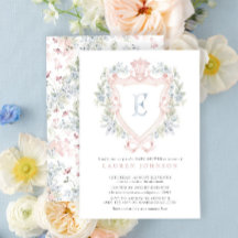 Krona Vapensköld Monogram Rosa Blue Baby Shower