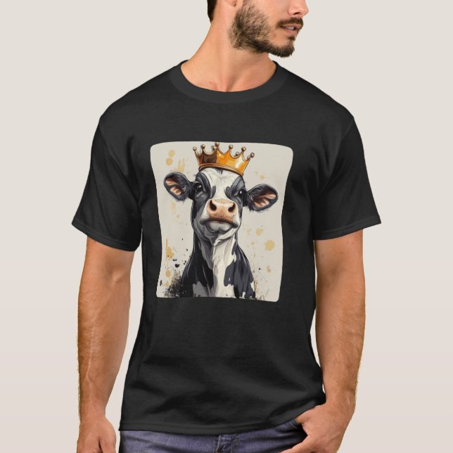 Krona värdiga skratt Rolig ko design T Shirt (Framsida)