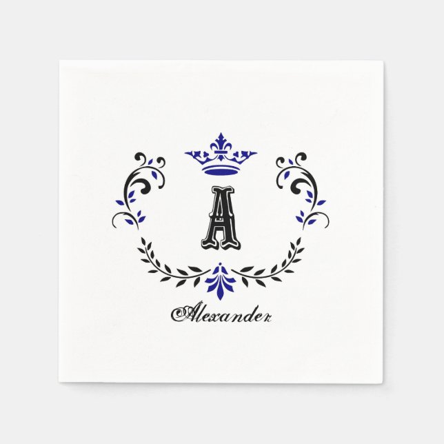 Krona Wandeans A Monogram Bröllop Pappersservett (Framsidan)