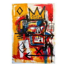 Kronad Abstrakt Ansikte Neo-Expressionistisk Konst