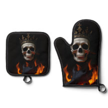 Kronad Dödskalle Gotisk Halloween Mitt Set