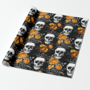 Krönad döskallar med orange ro presentpapper