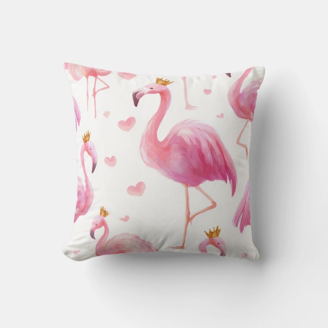 Kronad Flamingo – Lyxiga Öar Atmosfär Kudde (Framsida)