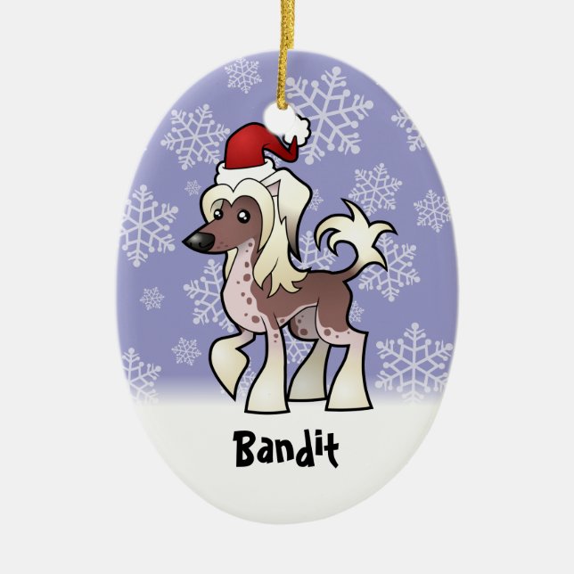 Krönad julkines (tillfoga ditt husdjurnamn), julgransprydnad keramik (Framsidan)