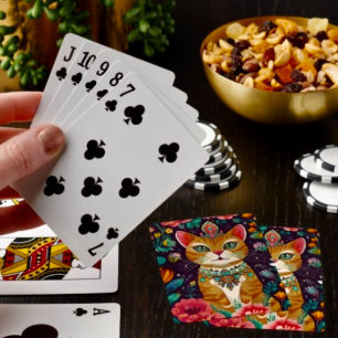 Kronad Juvelbesatt Katt Casinokort
