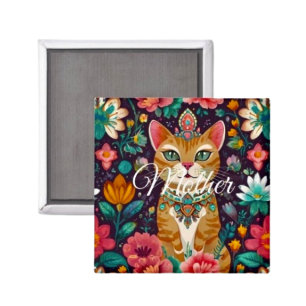 Kronad Juvelbesatt Katt  Magnet
