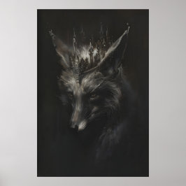 Kronad Silverräv Konst Tryckbar, Vilda Djur Vägg Poster