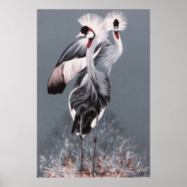 Kronad tranes, målning av DiDi Poster