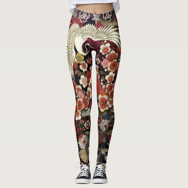 Krönade kranblommar leggings (Framsida)