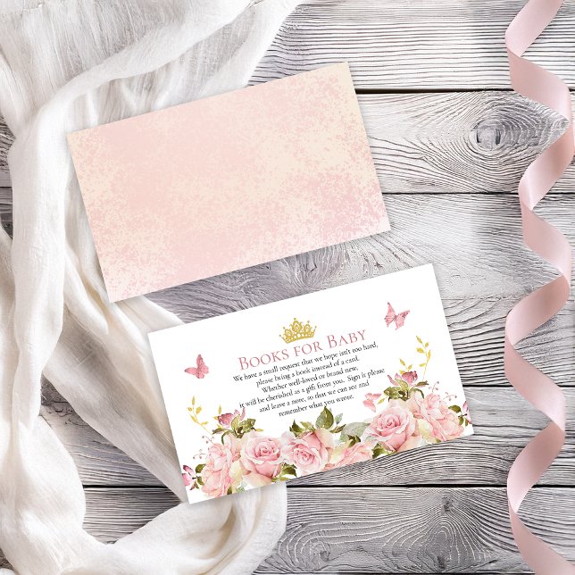 Kronans fjärilar Blommig dusch Böcker för bebis Tilläggskort (Crown Butterflies Floral Shower Books for Baby Enclosure Card)