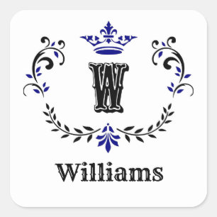 Kronans monogram 'W' Fyrkantigt Klistermärke