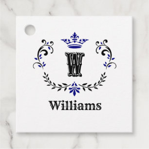 Kronans monogram 'W' Gåvor Etiketter
