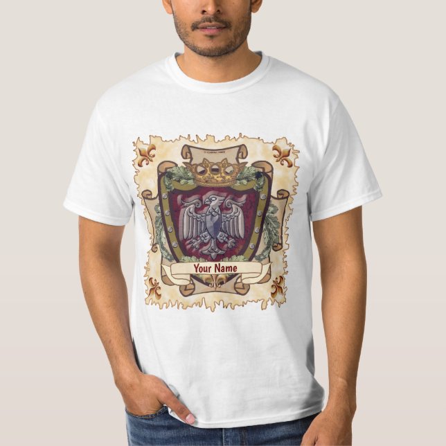 Kronbanner Örn Efternamn T Shirt (Framsida)