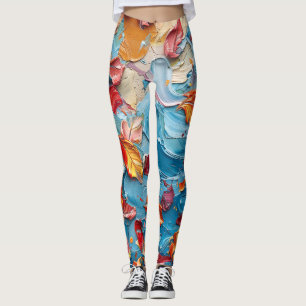 Kronblad i rörelse – Expressivt abstrakt blommotiv Leggings
