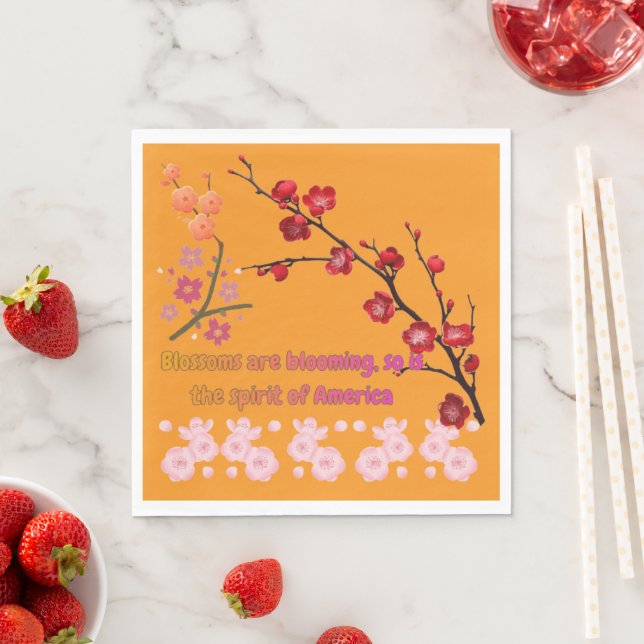 Kronblad i rosa harmoni orange pappersservett (Insitu)