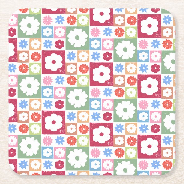 Kronblad i tystnad 05. Blommönster. Underlägg Papper Kvadrat (Framsidan)
