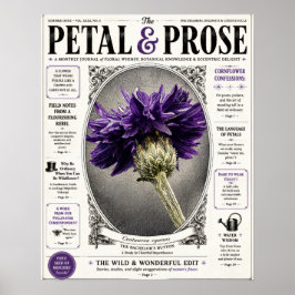 Kronblad och prosa Vintage blomstertidning omslag Poster