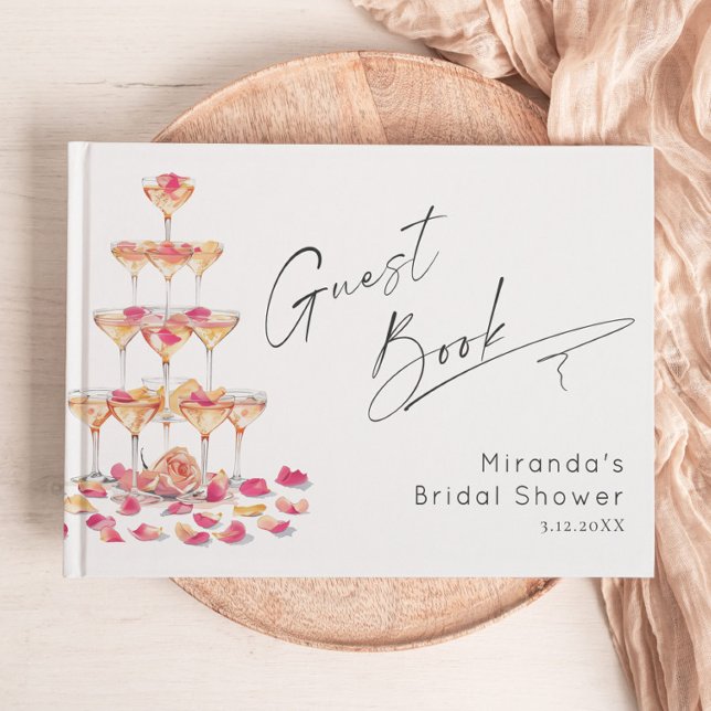 Kronblad och Prosecco Bröllopsdusch Het rosa Gästböcker (Skapare uppladdad)