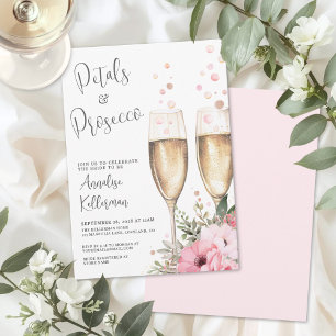 Kronblad Och Prosecco Bröllopsdusch Inbjudningar