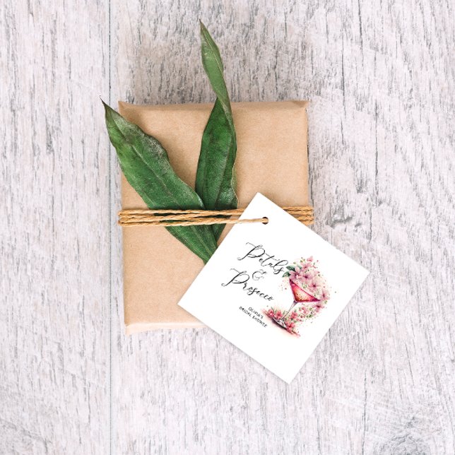 Kronblad och Prosecco Bröllopsdusch Tack Gåvor Etiketter (Skapare uppladdad)