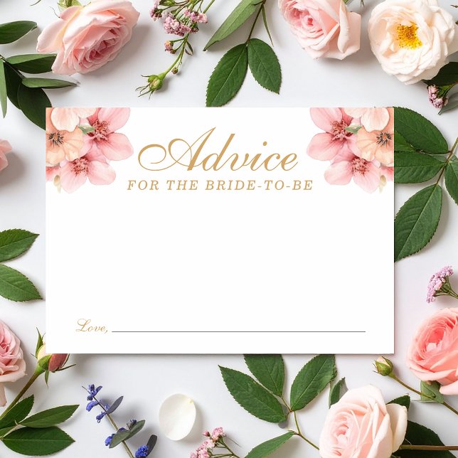 Kronblad och Prosecco: Bröllopsfesttips för bruden Tilläggskort (Petals and Prosecco Bridal Shower Advice for Bride Enclosure Card)