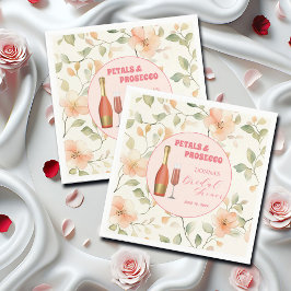 Kronblad och Prosecco Guld Blommig Bröllopsdusch Pappersservett