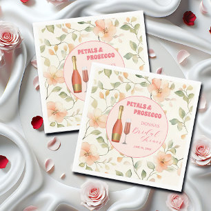 Kronblad och Prosecco Guld Blommig Bröllopsdusch Pappersservett