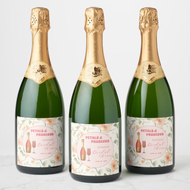 Kronblad och Prosecco Guld Blommig Bröllopsfest (Flaskor)