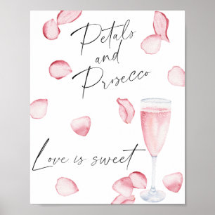 Kronblad och Prosecco - kärlek är sött ta en godis Poster